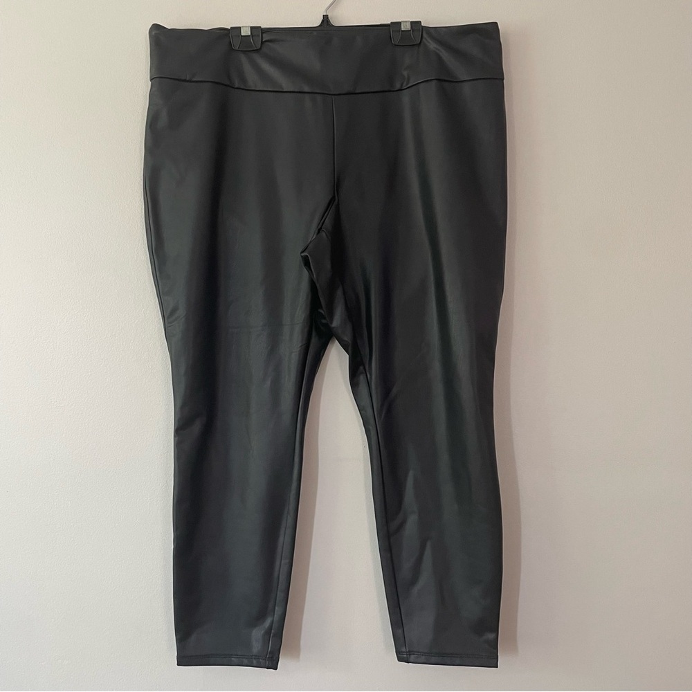 Reitmans Faux Leather Pleather Stretch Leggings Pants Size 20 petite bin 1R